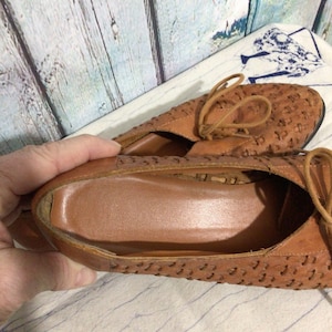 Leather Collection Woven Leather Flats Size 8.5 Tan Brown image 9