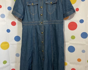 Vintage Denim Dress XXL Button Front