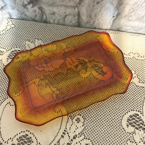 Vintage Indiana Glass Lords Supper Tiara Amber Bread Plate 11 x 7