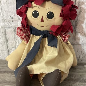 Vintage Rag Doll Raggedy Ann 18” Folk Art Doll