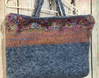 Vintage Alpaca Wool Hobo Bag Double Strap Tote Blue Multi