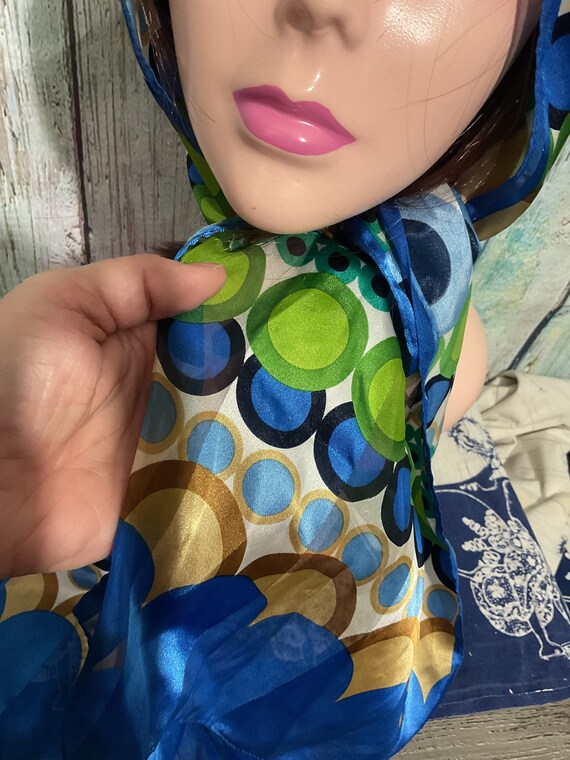 Vintage Geometric Pattern Scarf Polyester 1980’s - image 2