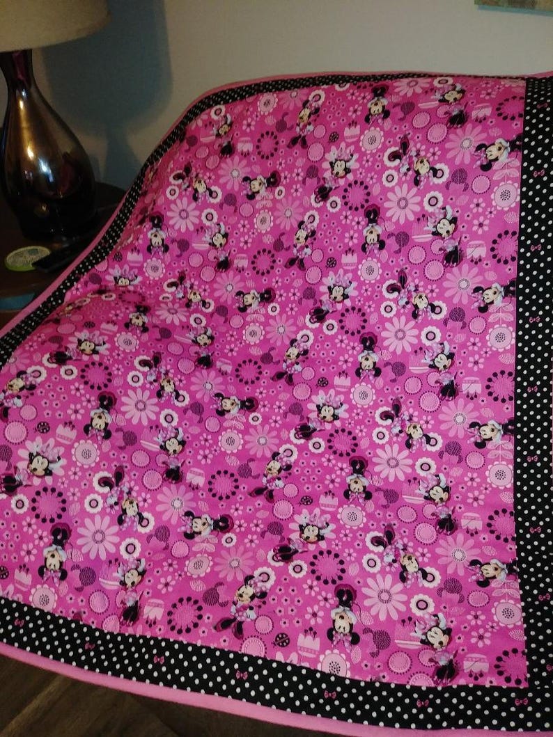 Minnie Mouse Girl S Blanket Quilt Toddler Bedding 100 Cotton Minky Blankets