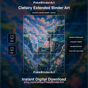 Clefairy 094/088 Erweiterte Ordnerillustration | Digitaler Download, 9-Taschen-Ordnereinlage