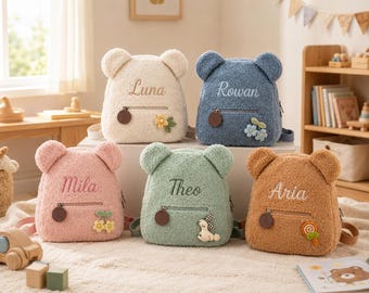 Personalized Teddy Backpack – Custom Embroidered Plush Bag for Toddlers