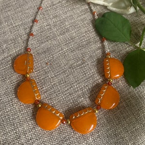 Autumn orange crystal necklace