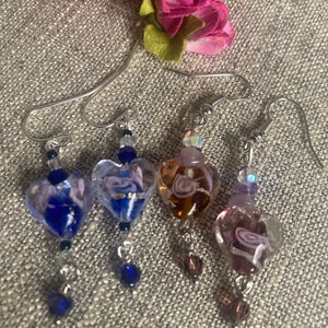 Murano glass heart earrings