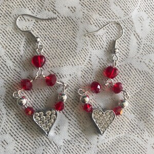 Rhinestone heart earrings