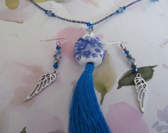 Aqua Blue Tassel Necklace