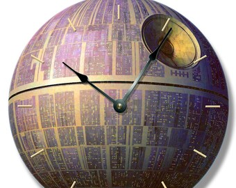 DEATH STAR Pattern Wall Clock - Star Wars Clock - Large 10.5" Wall Clock - Round Wall Clock - Unique Wall Clock