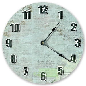 10.5&quot; STAMPS & WRITING TEXTURE Clock - Large 10.5&quot; Wall Clock - Collectibles - Round Clock - Home Decor - Birthday Gift - 3097