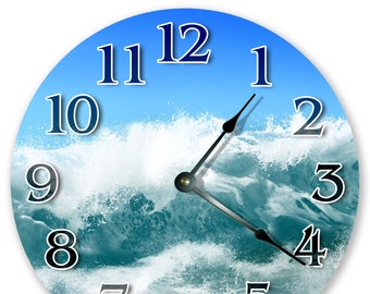 10" WIND AND WAVES Clock - Nautical Clock - Round Wall Clock - Beach Clock - Large 10" Wall Clock - Home Decor - 3211