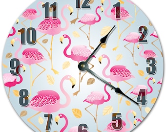 10.5" FLAMINGO Clock - PINK Clock - Living Room Clock - Large 10.5" Wall Clock - Home Décor Clock - 4305