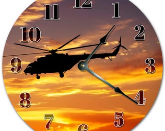 Reloj de helicóptero de 26 cm de MDF para decoración de sala de estar