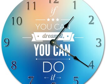 Inspirational 'You Can Do It' Clock: Blue Ombre 10.5" Wall Decor