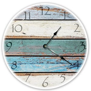 Beachy Teal Blue Clock: 12" Coastal Wall Decor