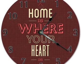 Home is Where Your Heart Is Clock - 10.5" MDF Wall Decor