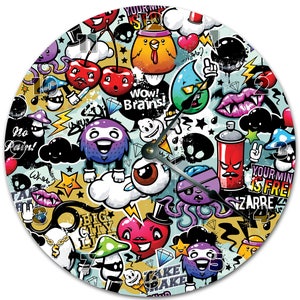 10.5&quot; DOODLE ART Clock - Living Room Clock - Large 10.5&quot; Wall Clock - Home Décor Clock - 5992