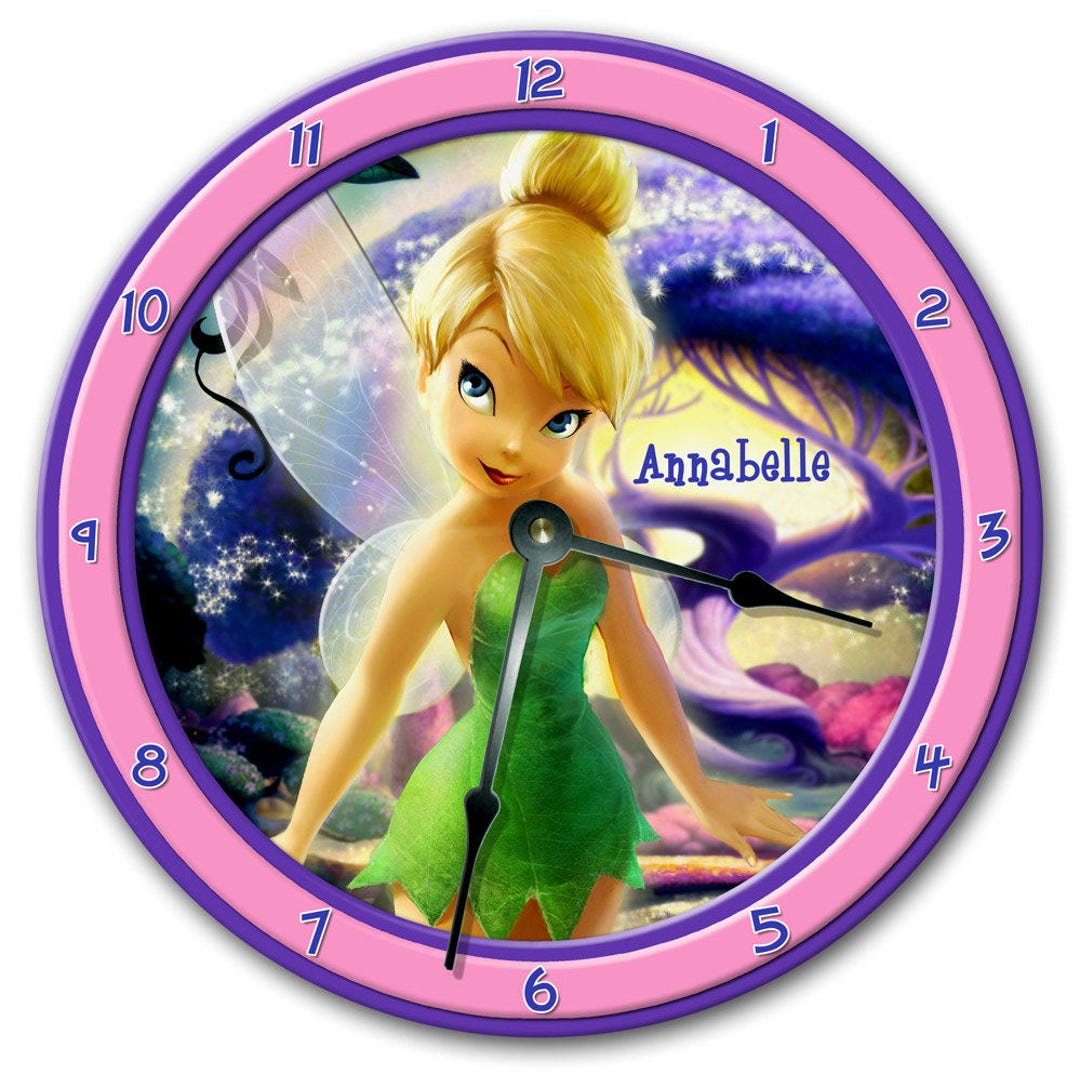 TINKERBELL Personalized Wall Clock Nursery Clock Large 10.5 Wall Clock