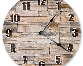 Reloj de pared de ladrillos de piedra: decoración de cabaña de playa de 26 cm