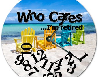 Retired Beach Scene Clock: 10.5" MDF Coastal Home Decor
