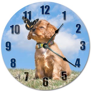 Cocker Spaniel Puppy Clock: 10.5" Living Room Wall Decor