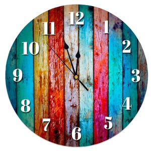 Distressed Wood Look Wall Clock: Silent, Non-Ticking MDF Clock (12 or 15 inch)