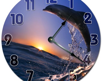 JUMPING DOLPHIN Clock - Large 10.5" Wall Clock - 2038