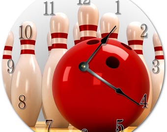 Reloj de bola de bolos: decoración de pared de MDF silenciosa de 26 cm