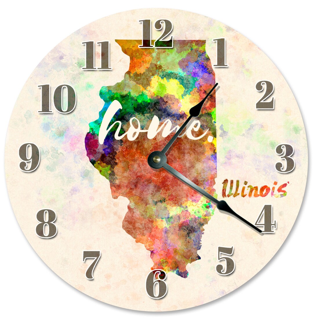 ILLINOIS Home State Clock Large 10.5 Inch Clock Novelty Clocks Etsy