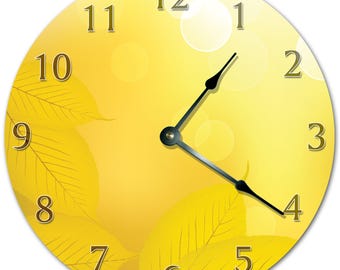 Yellow Leaves Clock: 10.5" Silent Wall Decor