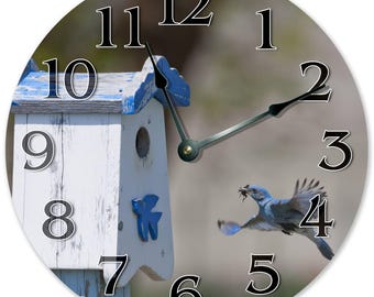 Mountain Bluebird Clock: 10.5" Round Wall Decor