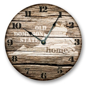 VIRGINIA State HOMELAND CLOCK - Old Dominion State - Large 10.5&quot; Wall Clock - Printed Wood Image - VA_FT