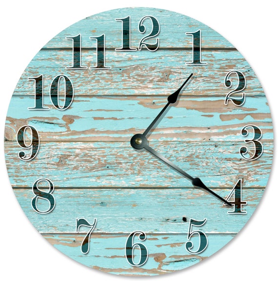 OLD BLUE WORN Wood Clock Large 10.5 Wall Clock 2112 Etsy