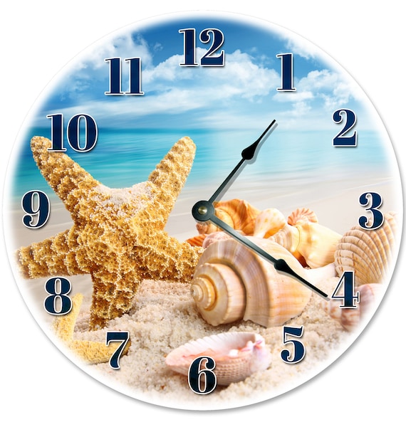 12 SEA SHELLS on the BEACH Clock Large 12 Inch Wall Etsy