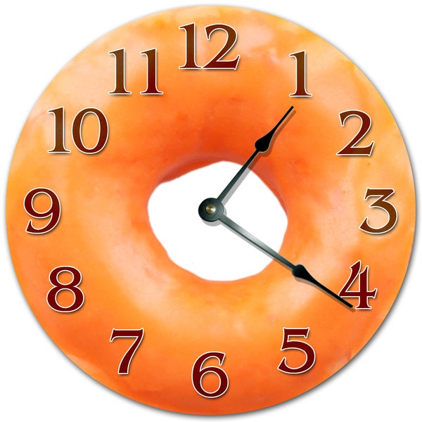 10.5" GLAZED DONUT Clock - Living Room Clock - Large 10.5" Wall Clock - Home Décor Clock - 4116