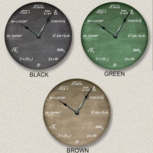 Math Wall Clock: Chalkboard Style, 10.5" MDF Decor