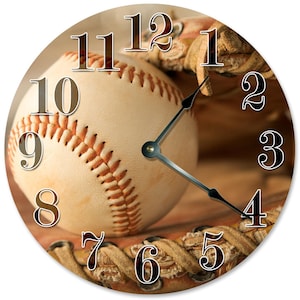 BASEBALL GLOVE CLOCK - Large 10.5" Wall Clock - 2090