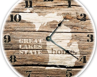 Michigan State Homeland Clock: 12" Silent Wall Decor