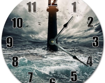 Lighthouse Wall Clock: Silent 10.5" Coastal Home Decor