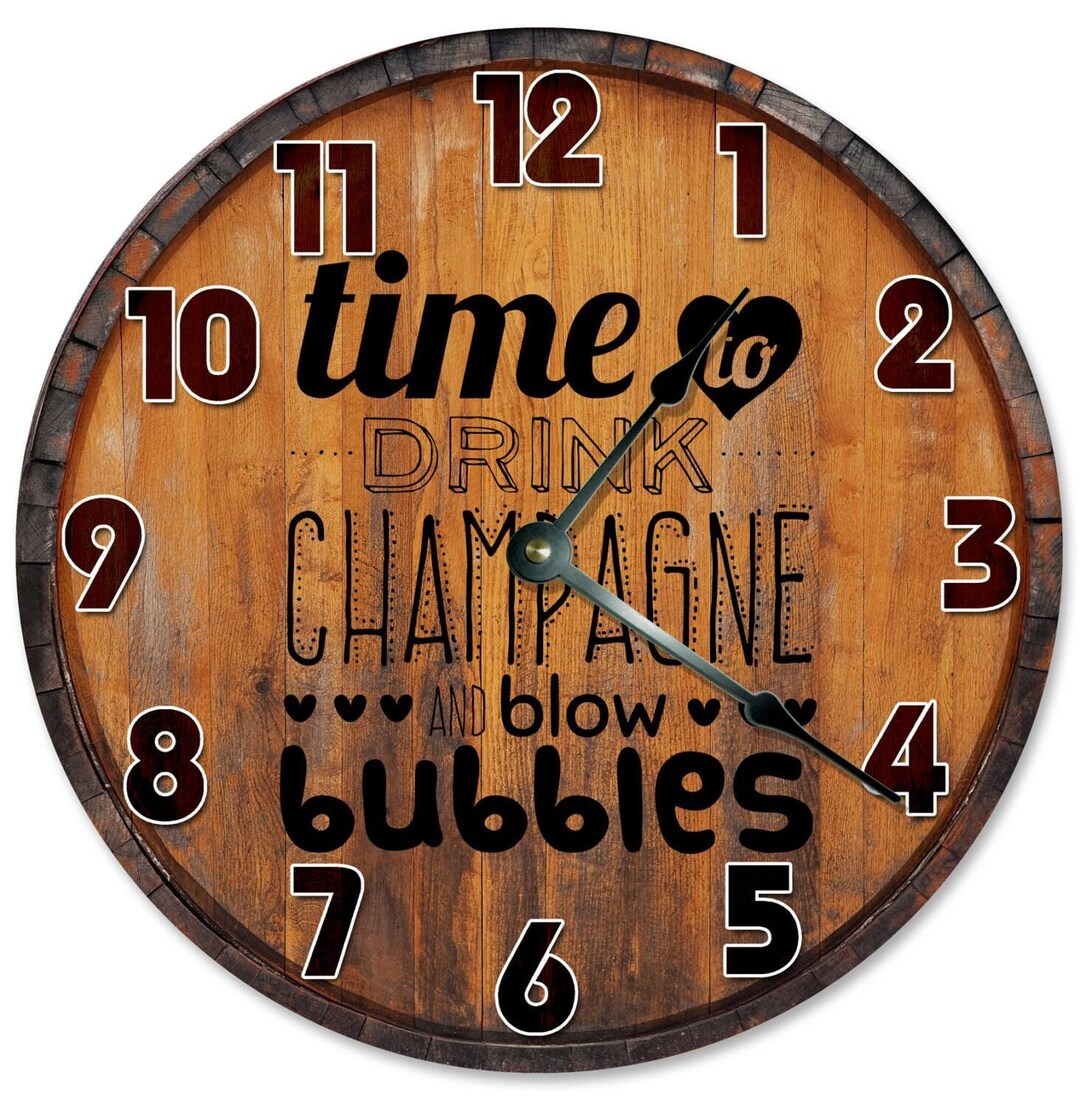 Spitting Clocks Champagne Clock: Novelty Wall Clock, Time to Drink & Blow Bubbles - Etsy