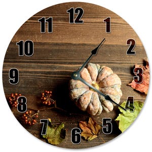 PUMPKIN FALL HOLIDAY Clock - Large 10.5" Wall Clock - Thanksgiving - 2183