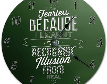 I Am Fearless Green Wall Clock - 10.5" MDF Silent Clock