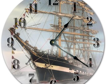 Sailing Ship Clock: 10.5" Silent Wall Decor