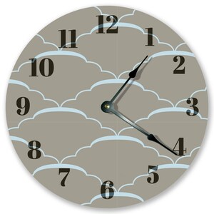 10.5" Cool Gray and Blue Design Clock - Living Room Clock - Large 10.5" Wall Clock - Home Décor Clock - 3470
