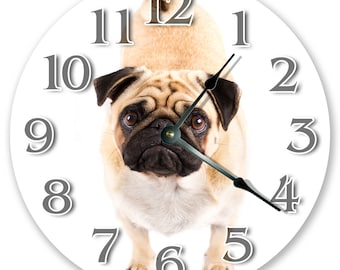 Pug Clock: 10.5" Silent Wall Decor - Pet Lover Gift