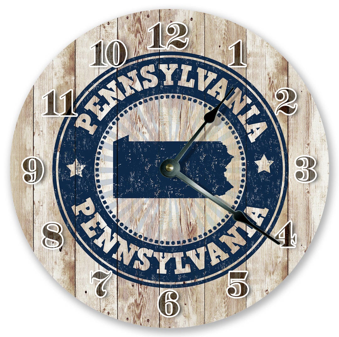 10.5 PENNSYLVANIA STAMP CLOCK State Clock Living Room Clock Round Wall