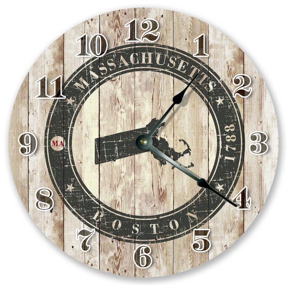 bruid Telegraaf Verwisselbaar 10.5 BOSTON MA STAMP Klok State Clock Woonkamer Klok - Etsy België