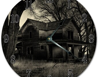 Reloj de casa embrujada: silencioso, 26 cm, decoración de pared