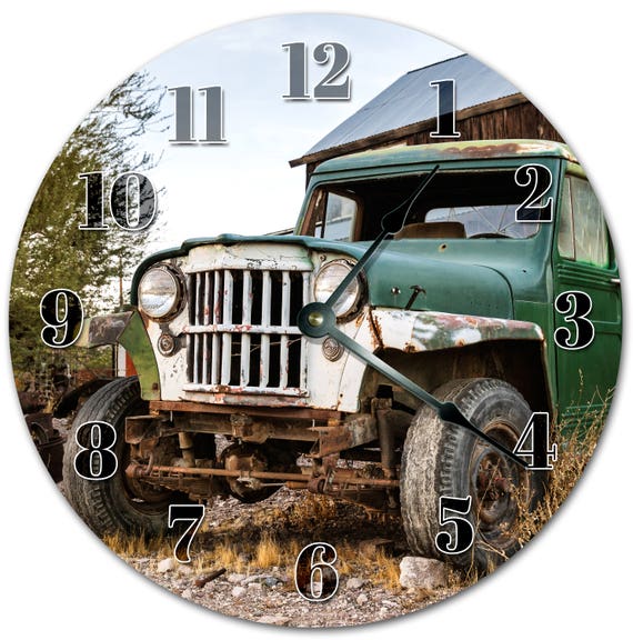 10.5 RUSTY OLD CAR Clock Living Room Clock Large | Etsy